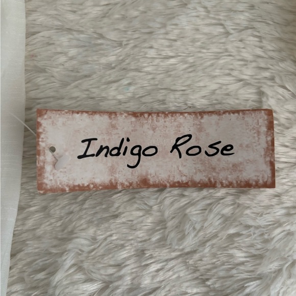 Indigo Rose White Gauzy Dress Open Crochet Sleeves Front Crochet Accent Large - Picture 5 of 7